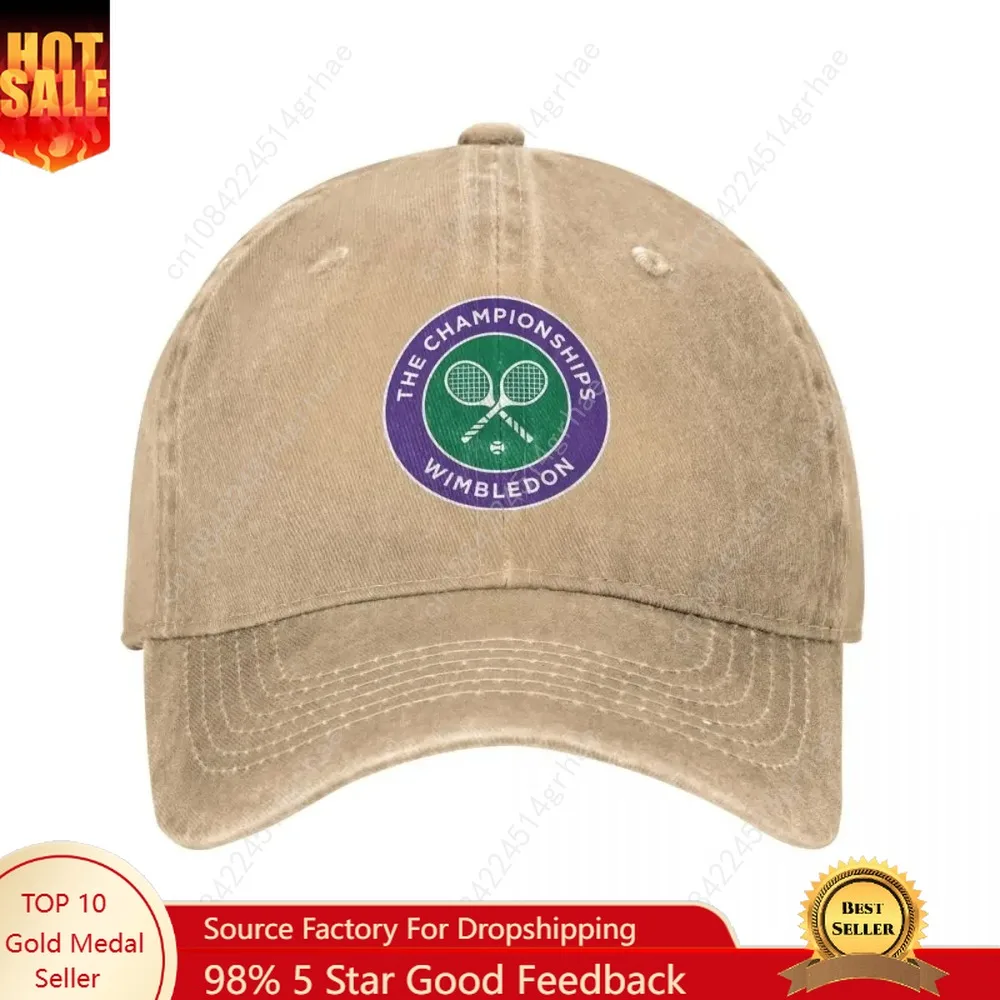 

Wimbledon Tennis Game Unisex Baseball Caps Badge Mindfulness Distressed Washed Hat Vintage Outdoor Running Adjustable Sun Cap