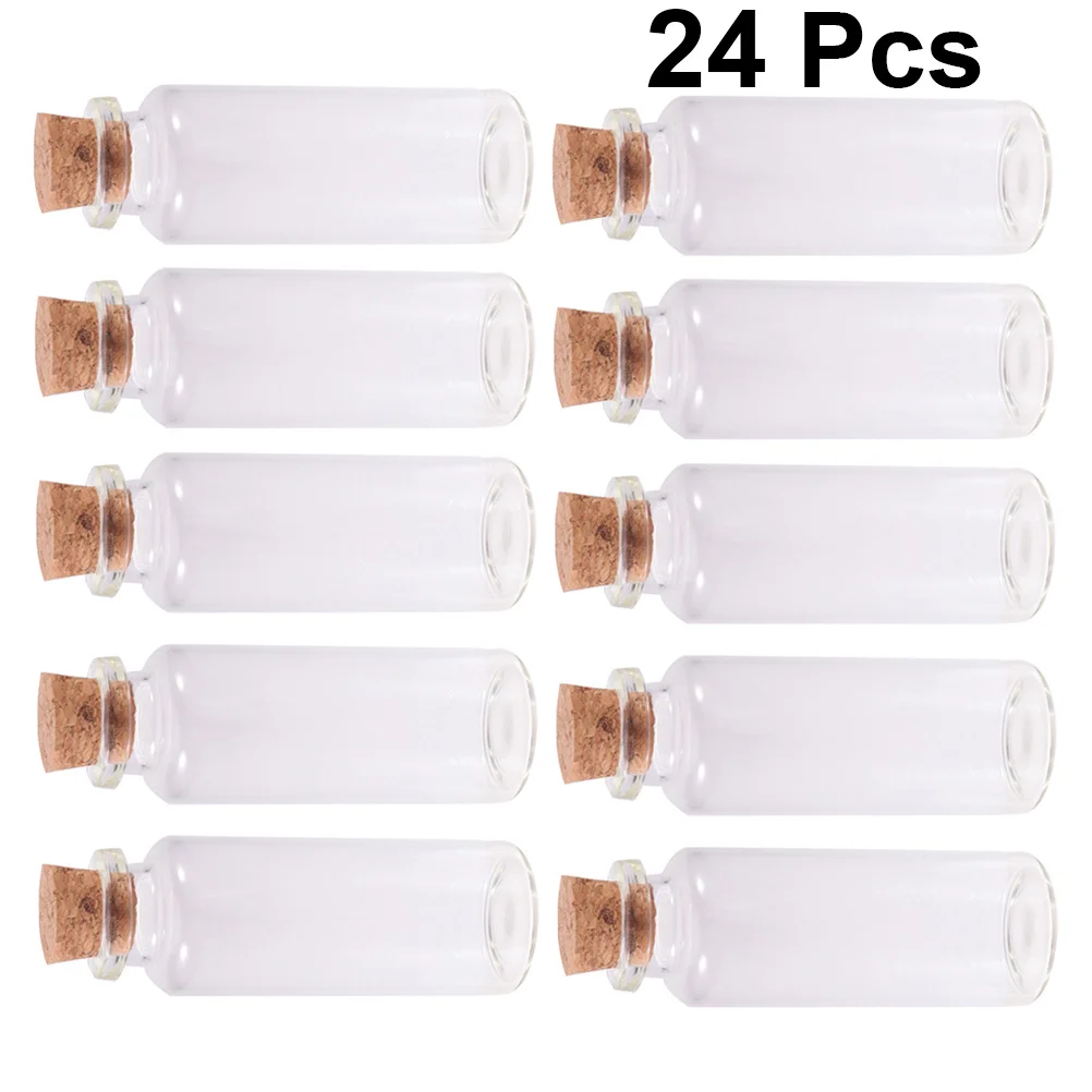 

24Pcs Mini Glass Bottles with Corks Clear Tiny Wishing Drifting Bottles for Samples Wedding Favors Home Accessories 15ml