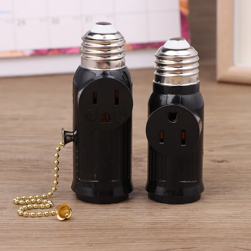 أبيض أسود الولايات المتحدة قابس طاقة إلى E26 إلى الولايات المتحدة لمبة محول مصباح حامل قاعدة المقبس ضوء سحب سلسلة التبديل تحويل أمريكا