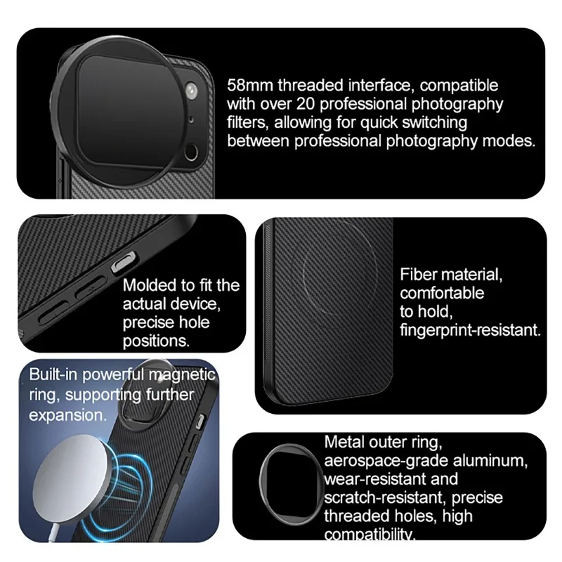 4 in 1 Lens 58mm Mobile Phone Filter Kit CPL ND UV Star Filter for iPhone 17 Pro/Pro Max Magnetic Wireless Charging Phone Case view 5