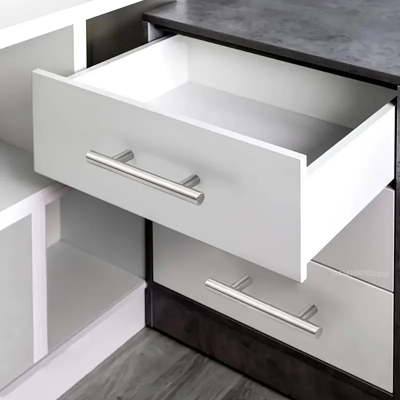 Stainless Steel Silver Handle Hollow T-Shaped Single Hole Handles for Wardrobe Cabinet Door Drawer Long Round Furniture Pulls