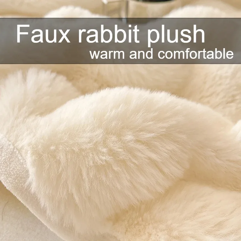 الفاخرة سميكة الأرنب الفراء المجهزة ملاءة سرير الشتاء أفخم الحليب المخملية فراش حامي غطاء 360 ° تغطية كاملة للفراش قابل للغسل #5
