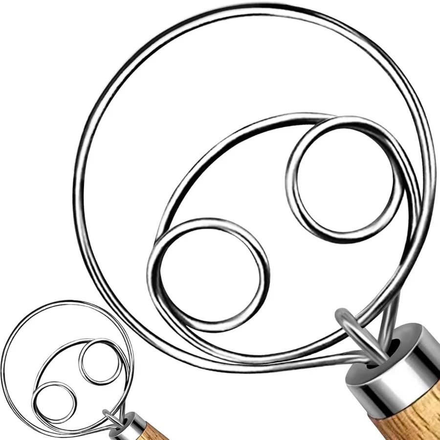 

2 упаковки, датский венчик для теста, венчик для теста/венчик, принадлежности для выпечки на закваске для торта, пиццы, кондитерских изделий, печенья, деревянная ручная нержавеющая сталь S