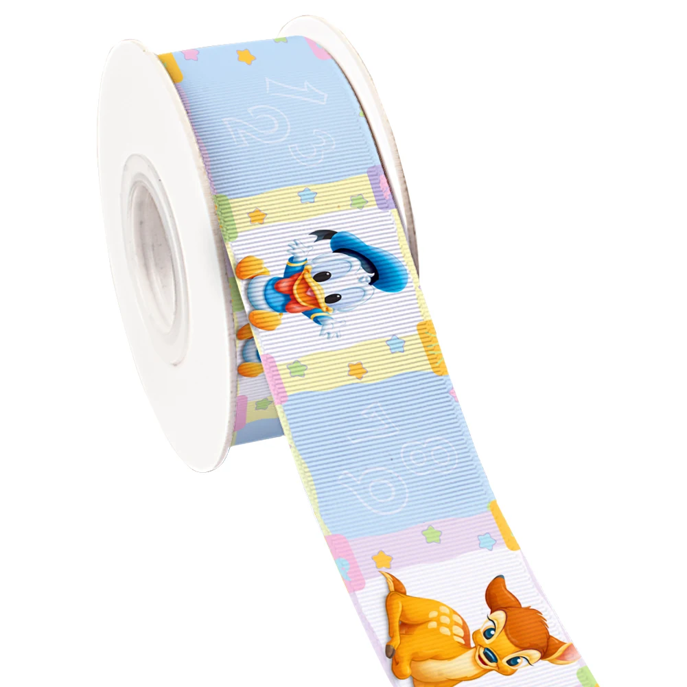 Disney Cartoon Mickey Mouse Printing Grosgrain Ribbon 5Yards for DIY Hair Bows Merry Party Dec Meterials