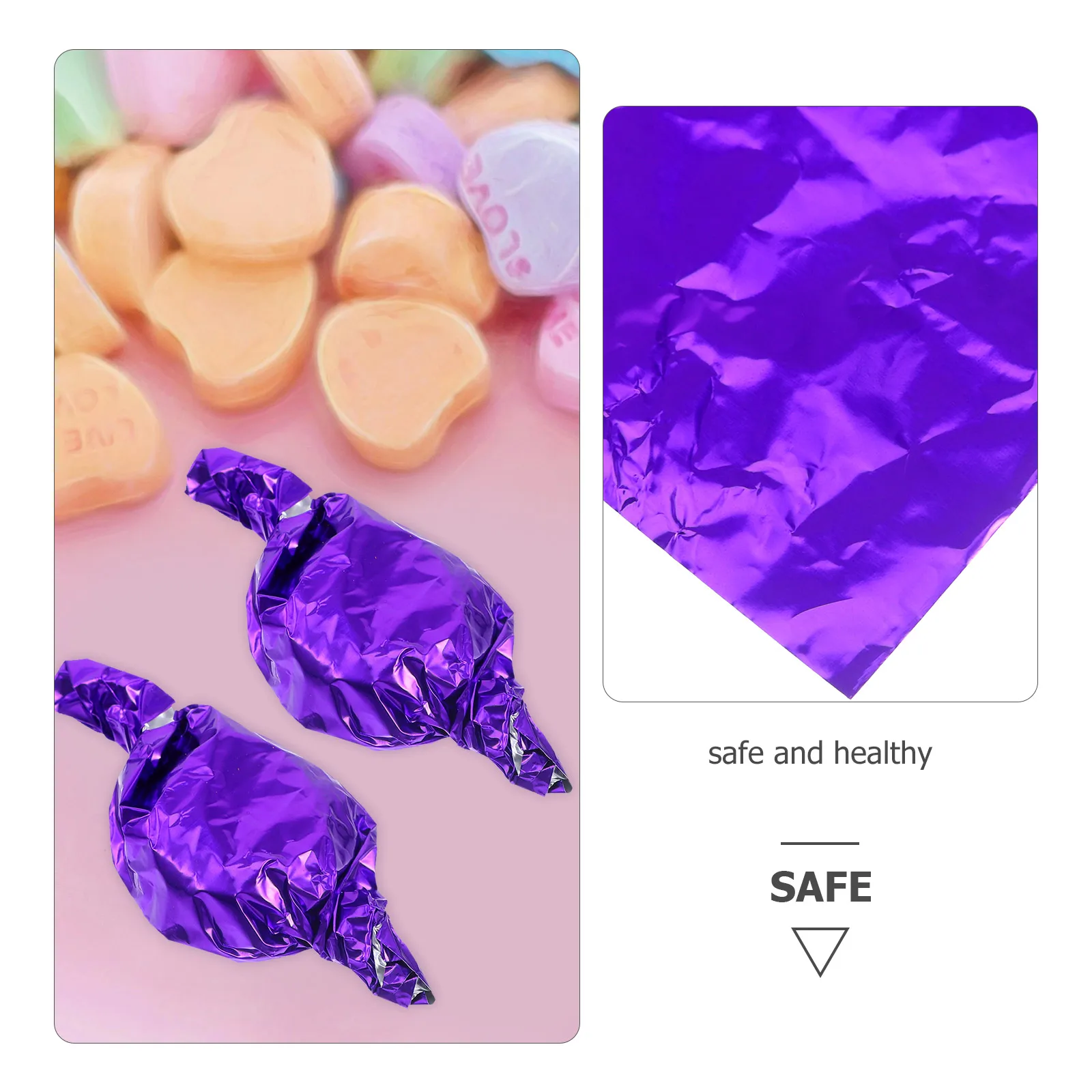 

200 Pcs Candy Foil Wrappers Ball Wrappers Purple Foil Paper 8x8cm Candy Papers Aluminium Baking Tools Storage