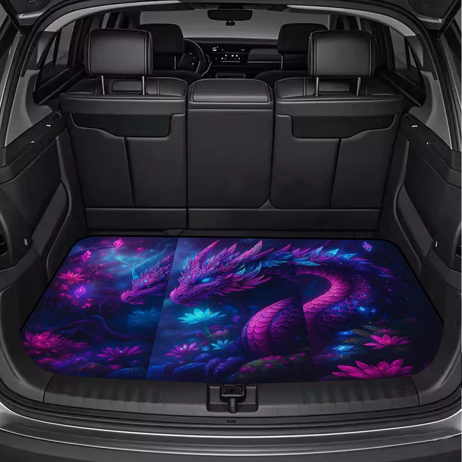1pc Mystical Purple Dragon Dream Garden Pattern - Car Trunk Mat - Dustproof, Durable, Easy To Clean, Stylish And Elegant Design,