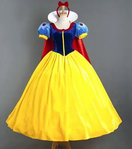 

Women Adult Halloween Cartoon Princess Snow White Costume For Sale white snow princess With bustle