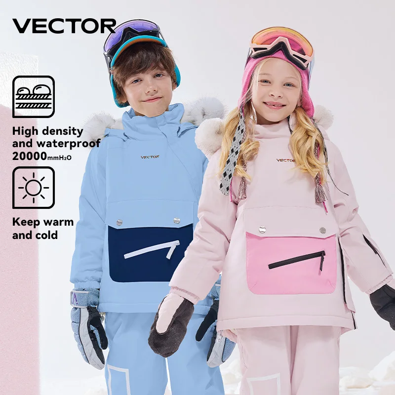 VECTOR 女の子と男の子のコットンスカート、斜めスカート付き、防寒と暖かさの服、スノーボード、防水アウトドアスポーツ