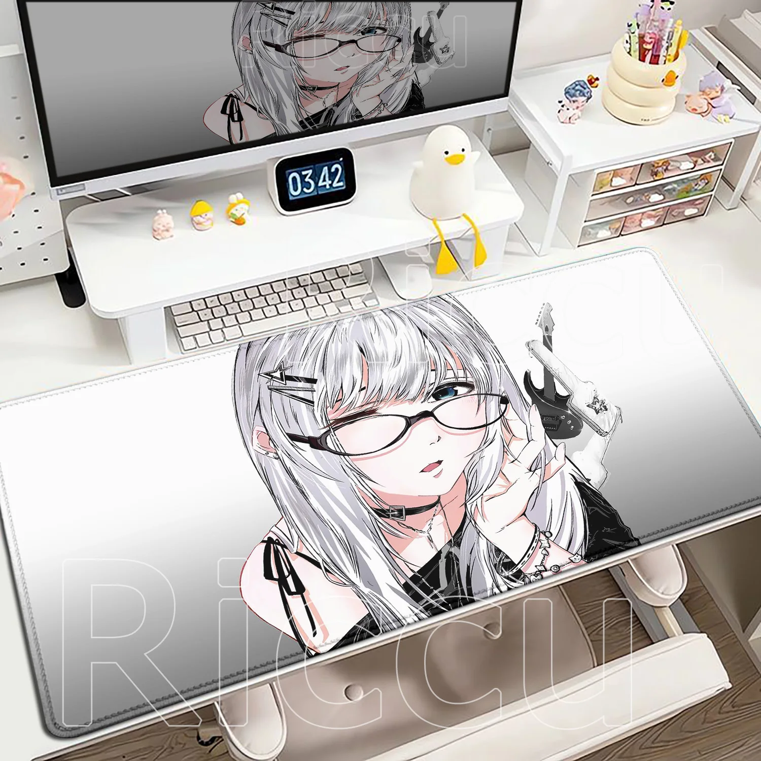 

Cute Black and White Anime Girl Mouse Pad XXL Gaming MousePad Large Gamer Mause Carpet PC Desk Mat Computer Office Long Mousepad