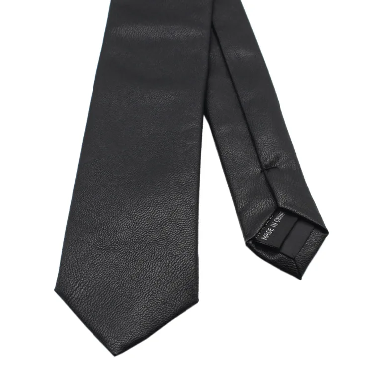 Smooth solid color women's bar performance accessories men's business 5.5cm narrow PU leather tie