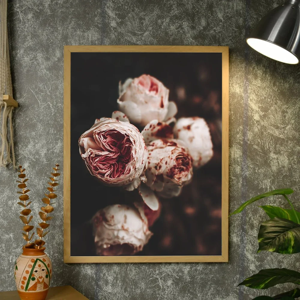 خمر روز قماش جدار الفن الأزهار اللوحة رومانسية زهرة طباعة النباتية ديكور المنزل صورة كبيرة الحجم العمل الفني الحديث #4