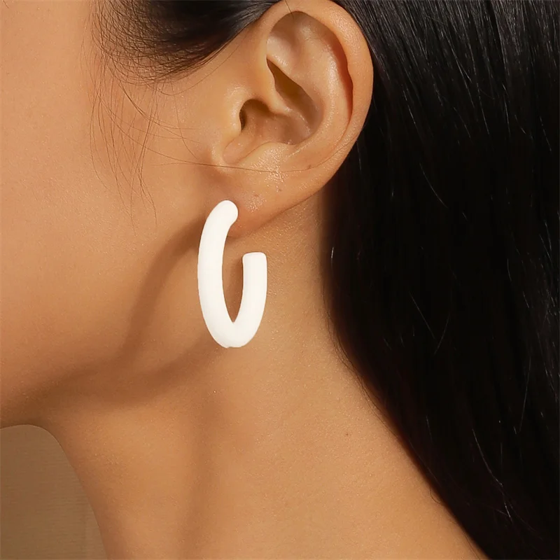 Aihua Koreanische Einfache Große Runde Hoop Ohrringe Für Frauen Bunte Geometrische Kunststoff Übertrieben Ohrring Trendy Ohrringe Schmuck – Detail 14