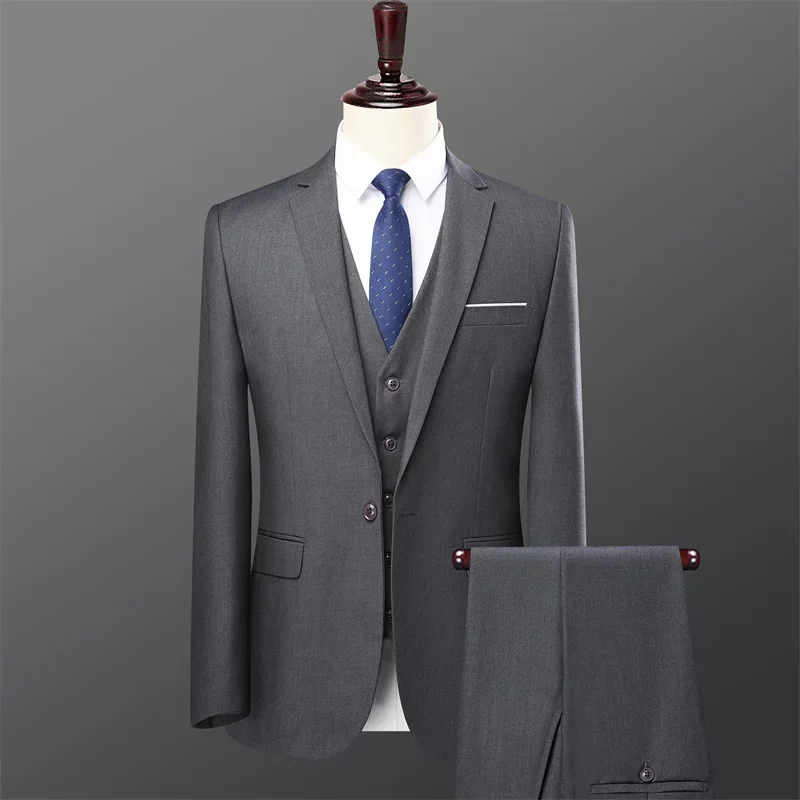 

Men's Suits for Men (Blazer+ Vest + Pants) Business Formal Korean Version Gentleman Micro Bomb Wedding Host Men Suits S-6XL