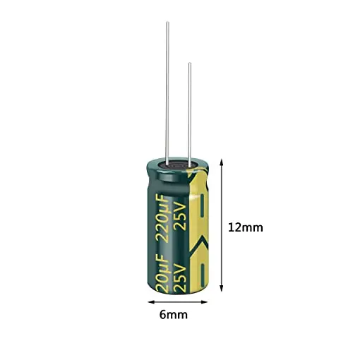 20pcs 25V 220UF Capacitor 6x12mm(0.24x0.47in) High Frequency Aluminum Electrolytic Capacitors for TV, LCD Monitor, Game