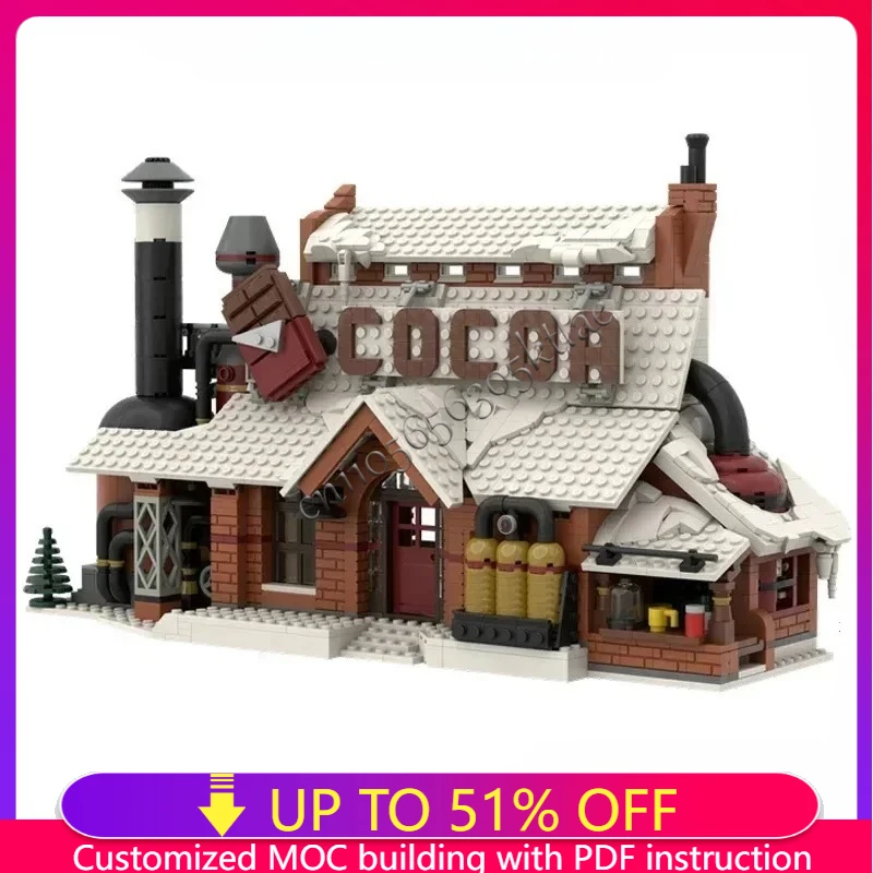 

Street View Model Moc Building Bricks Winter Village Chocolate Factory Technology Blocks Gifts Christmas Toys DIY Sets Assembly