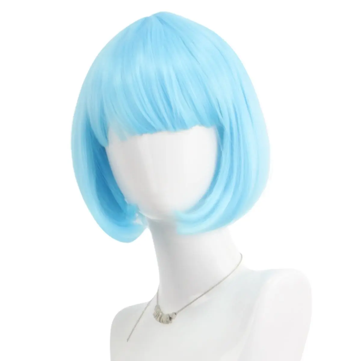 Nowe niebieskie krótkie proste syntetyczne peruki Bob z grzywką Włókno wysokotemperaturowe dla kobiet Anime Reality Show Kostiumy Prezenty na imprezę
