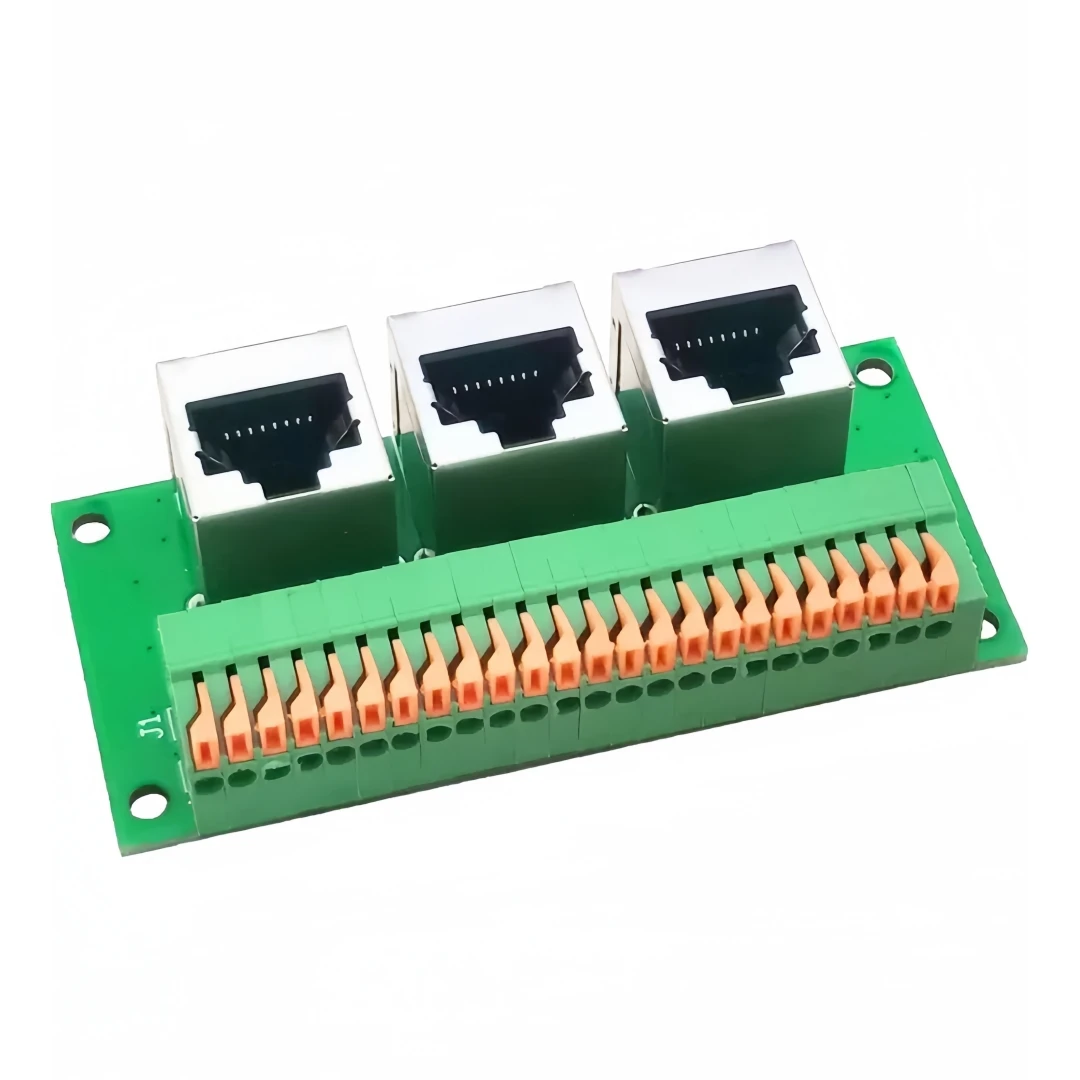 RJ45 network port Triple adapter board Turn the 2.54 pitch screw-free wiring terminal crystal head network port base test board