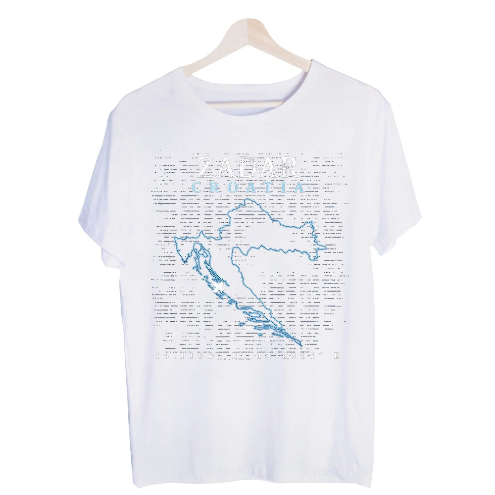 Men's Croatia Map and Typography Print Graphic Tee, Casual Short Sleeve T-Shirt for Travel and Daily Wear
