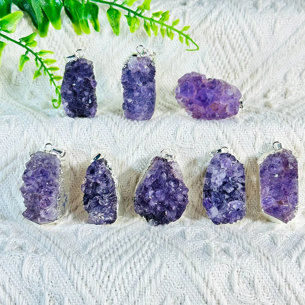 1PC Natural Amethyst Necklace Radiant Blend of Beauty and Energetic Power intricate crystal structure