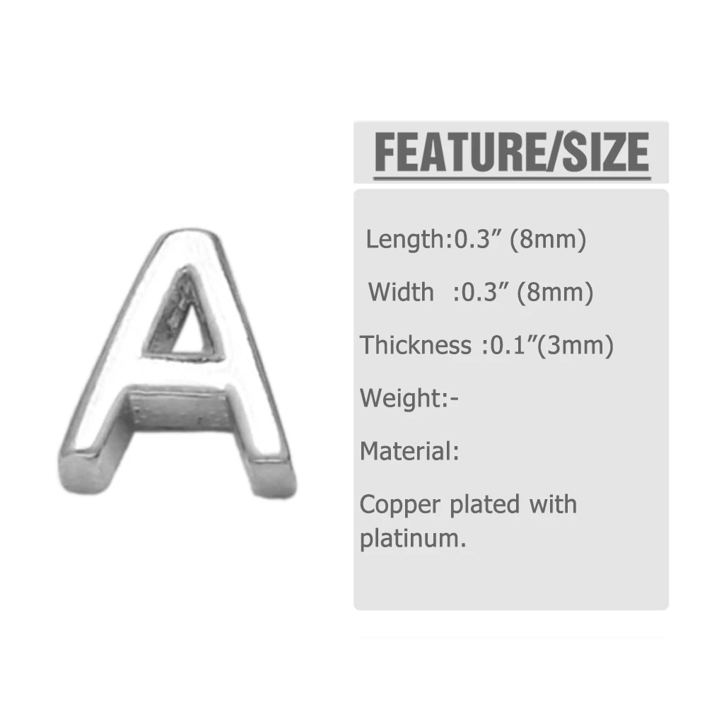 OCESRIO Silver Color Mini 26 Letters Charms for Bracelet Copper Platinum Plated Initial Name accesorios de joyería chma294