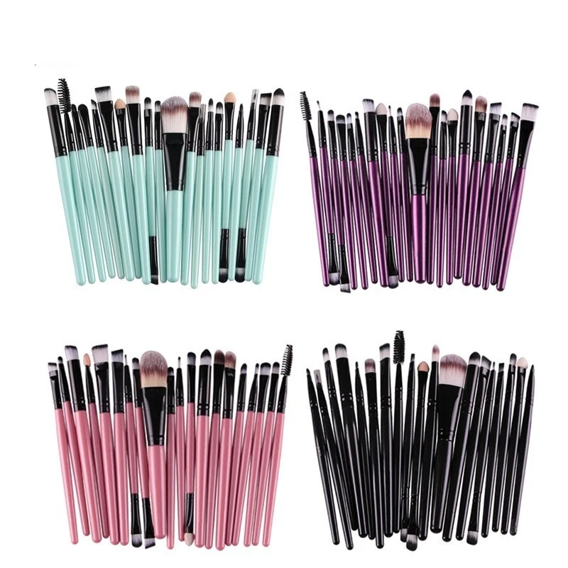 Professional Makeup Brushes Set, Punho De Plástico, Cabelo Sintético Macio, Fundação Em Pó, Sombra, Maquiagem, Cosméticos, 20Pcs