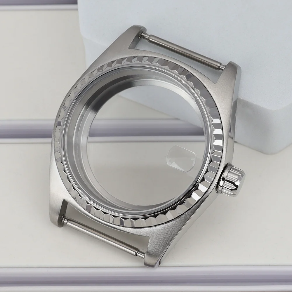 

38.5mm Fluted bezel Case NH35 Watch Accessories Stainless Steel For NH35 NH36 NH34 NH38 4R 7S26 Movt Watch Case Screw-in Crown