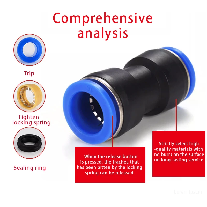 Connector Tube Air Quick Fittings Water Push In Hose Couping Pneumatic Fitting Tube Connector Fittings Pneumatic Fitting Pipe