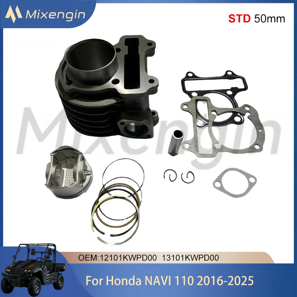 STD 50mm 110cc Cylinder Piston Gasket Kit For Honda NAVI110 NAVI 110 2016-2025 12101KWPD00 13101KWPD00 Motorcycle Engine Parts