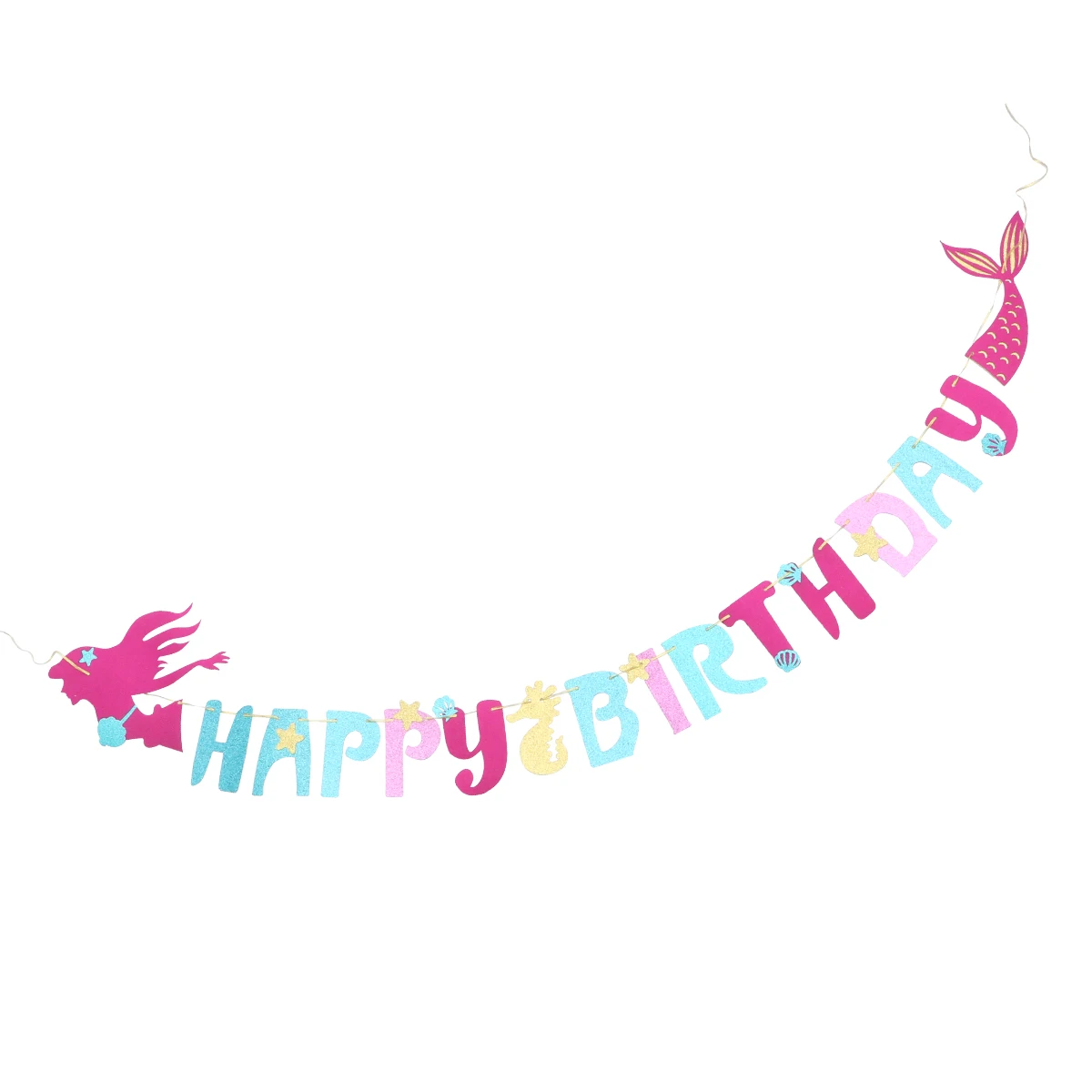 

Mermaid Party Paper Garland Decoration Shiny Bunting Banner for Birthday Cute Crystal Design Festive Atmosphere DIY Decor