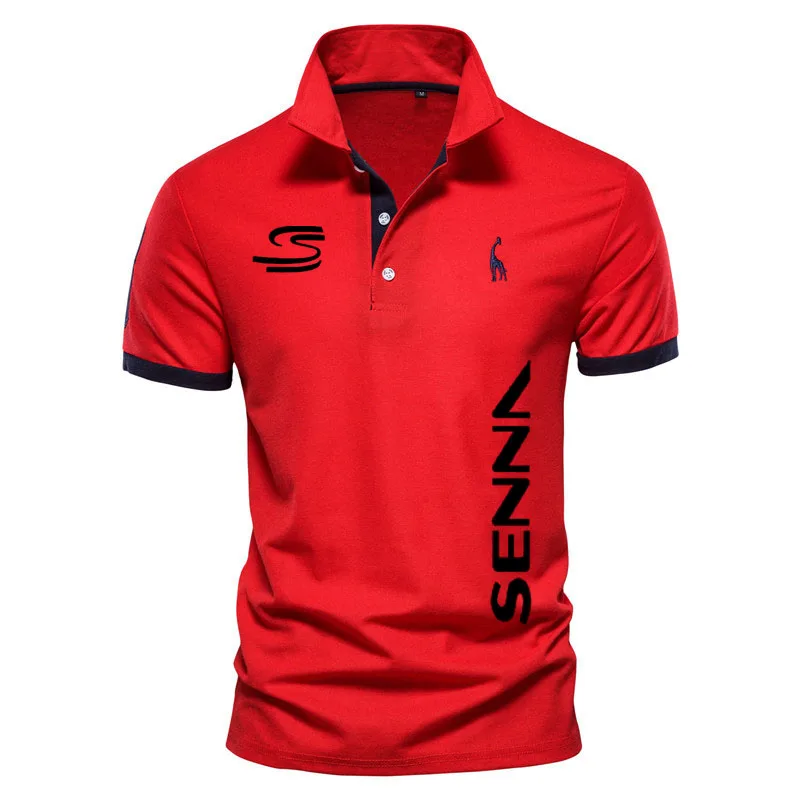 Ayrton Senna Polo Shirt Men Casual Cotton Luxury Short Sleeve Fat people POLO shirt Summer high end lapel Oversized T shirt