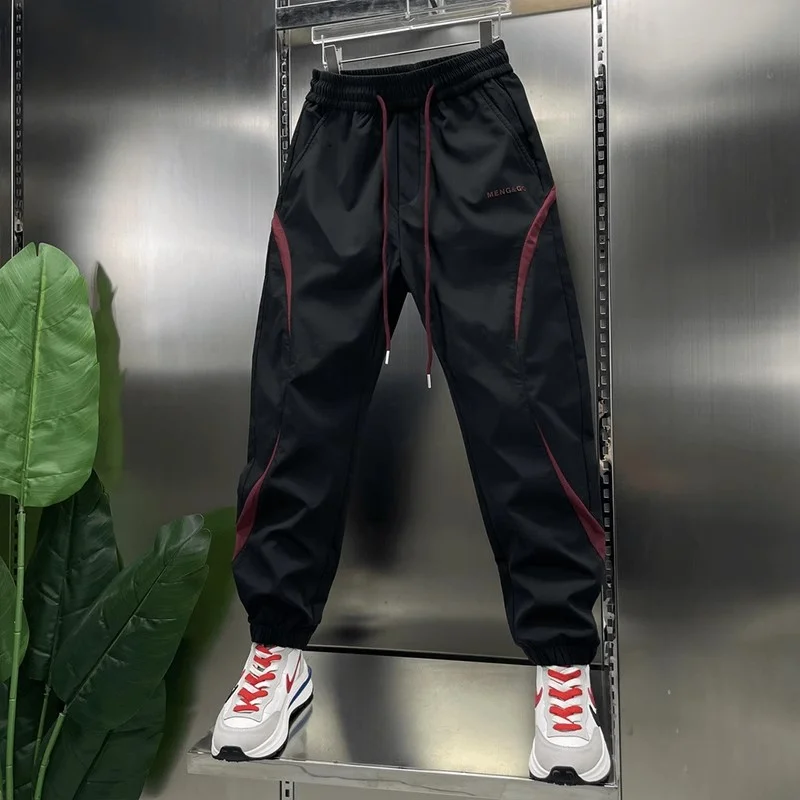 

Spring Summer Men's Casual Faionable Trousers Outdoor Functional Loose Fit Polyester Fiber Nine Points Elastic Waisand