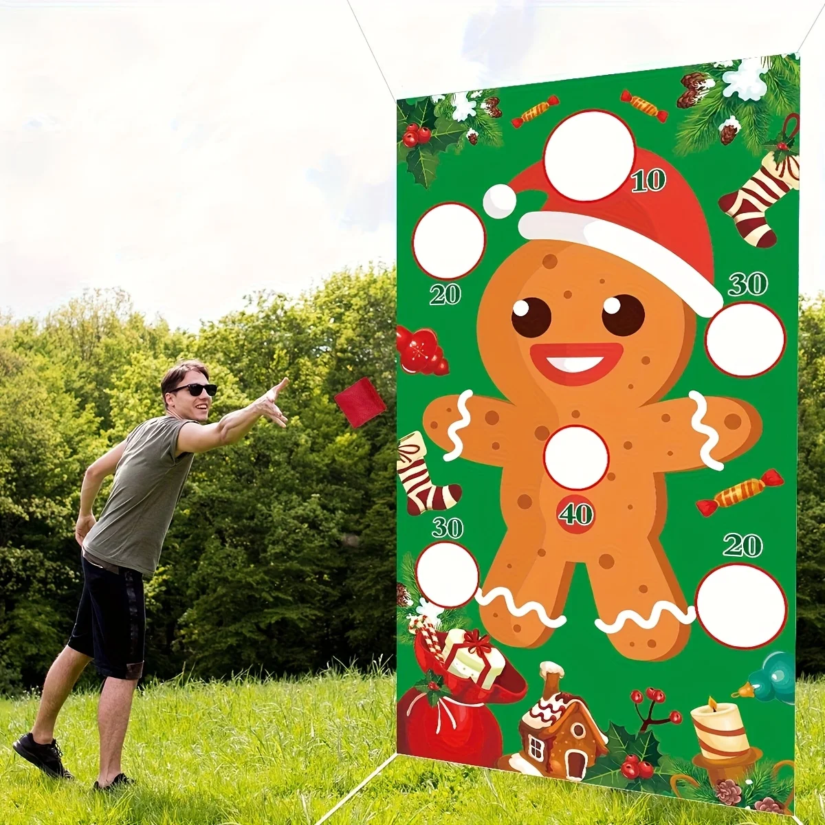 عيد الميلاد متعة رمي لعبة خلفية القماش، متعة خلفية القماش حفلة عيد الميلاد الديكور خلفية القماش #6