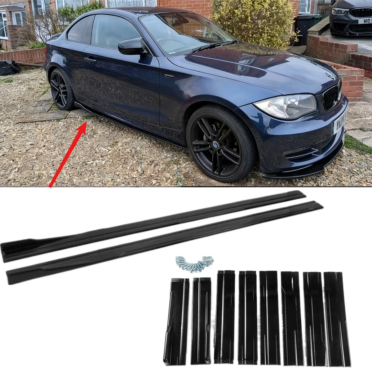 For BMW 1 Series E81 E82 E87 E88 2004-2014 2.2m 6pcs Universal Side Skirts Diffusers Splitter Side Extension Panels Bodykits