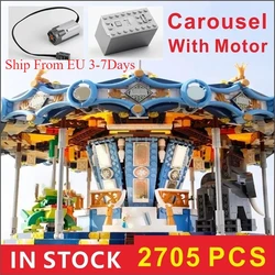 With Light Children Grand Carousel MOC Display Building Blocks Bricks Kids Birthday Christmas Gift Toy Compatible15036 10257