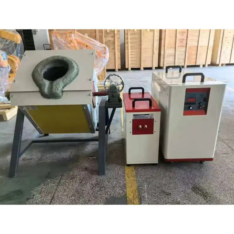 Best Induction Heating Equipment Medium Frequency Electric Gold Melting Furnace With Manual Tilt