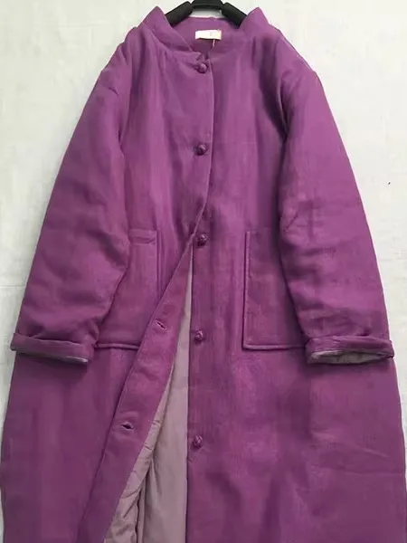 

Утепленная хлопковая куртка с воротником-стойкой на пуговицах, женское модное универсальное пальто в китайском стиле с длинными рукавами для осени