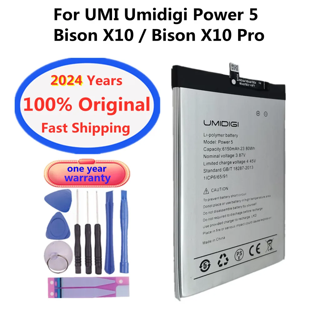 2024 Years 6150mAh 100% Original Power5 Battery For UMI Umidigi Power 5 Bison X10 / Bison X10 Pro Phone Replacement Batteria