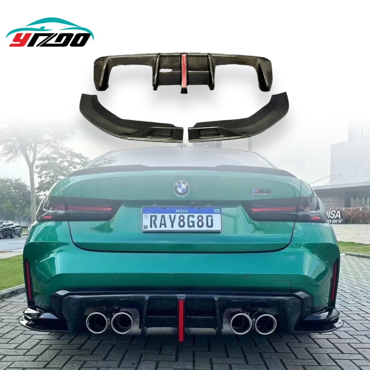 For 2020+ BMW M3 M4 G8X Modification and Upgrade A1 Style Dry Carbon Fiber Rear Lip Rear Corner Rear Diffuser