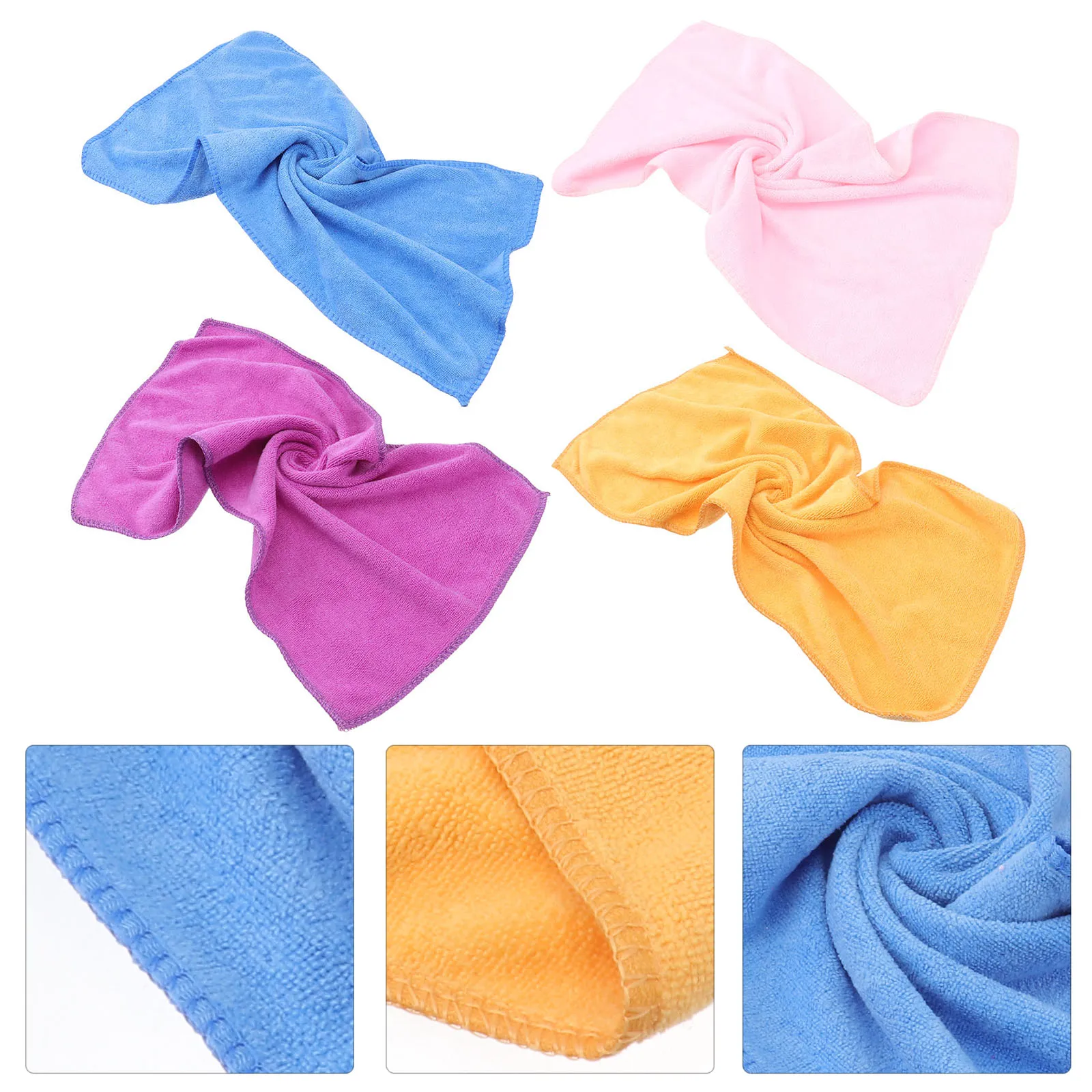 

4pcs Bamboo Fiber Face Wash Towel Random Children Absorb Water Vivid Skin Friendly Teething Drool Bibs