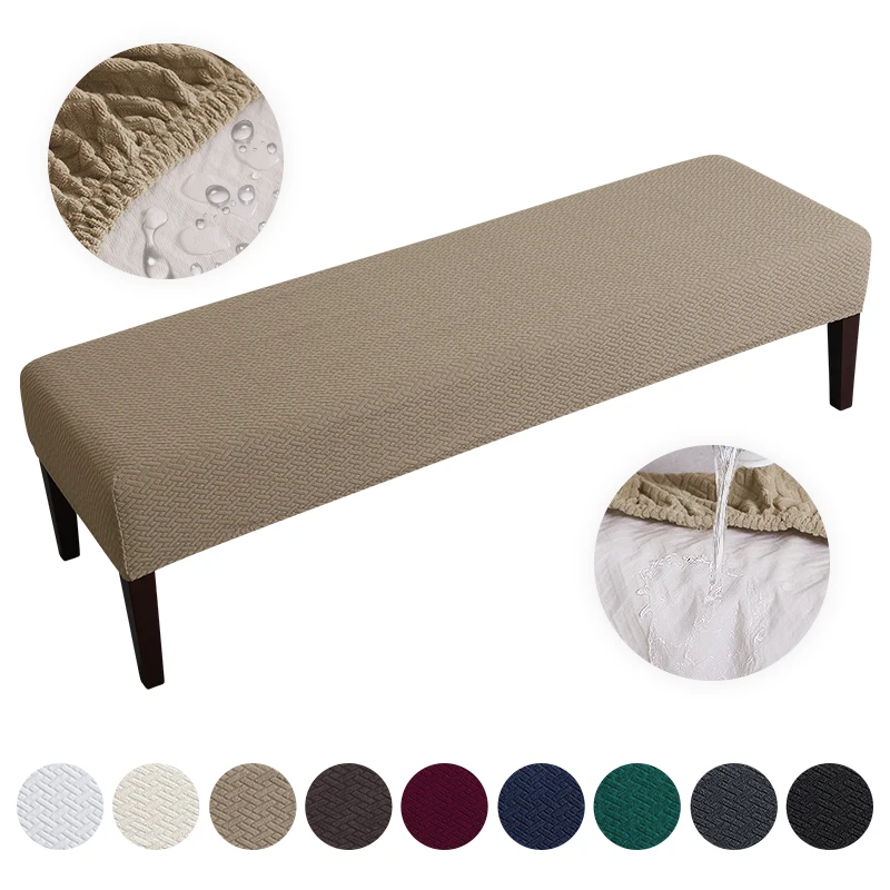 Stretch Jacquard Waterproof Bench Cover for Dining Room Bedroom Kitchen Bench Slipcovers Anti-Dust Removable Washable