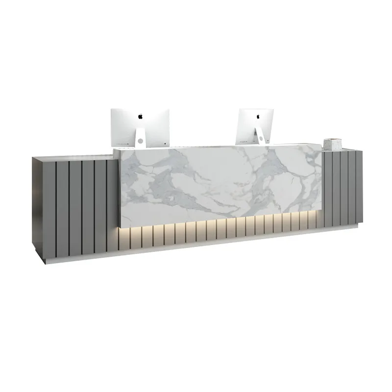 مكتب استقبال الصالون أثاث فاخر لمكاتب الكمبيوتر ذات التصميم الجمالي وعداد المتجر الأبيض تقف عداد تسجيل النقدية #1