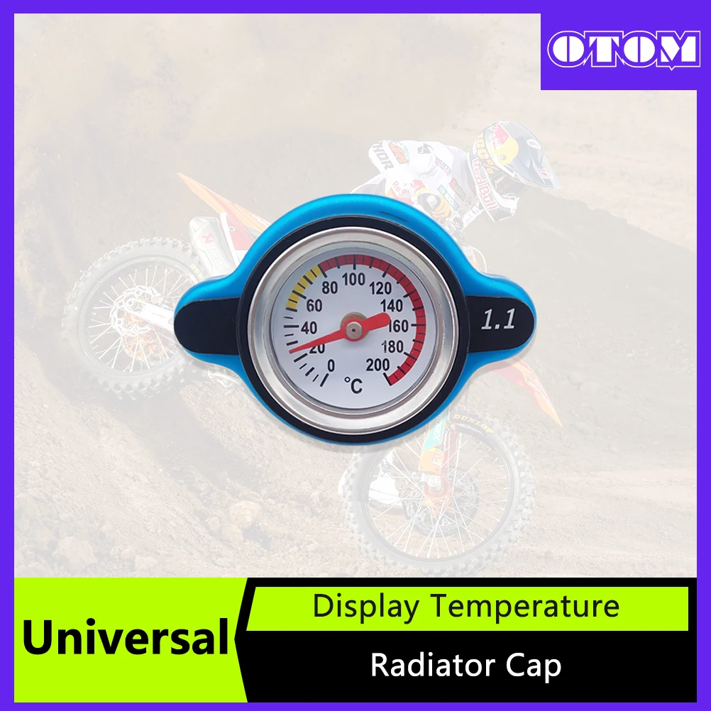 OTOM-Tapa de radiador térmica para motocicleta, accesorio con pantalla de temperatura, cubierta de tanque, indicador de temperatura de agua, barra 1,1, ATV, UTV, bicicleta