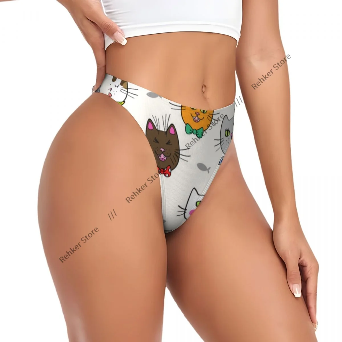 

Sexy G-string Thongs Women Panties Funny Hipster Cat Portraits Underwear Lingerie Tanga