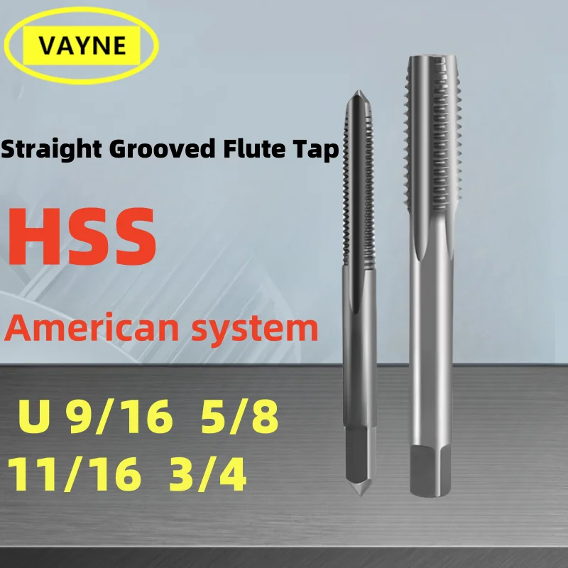 

1PCS HSS American Fine Straight Grooved Flute Tap UNC UNF UNEF 9/16 5/8 11/16 3/4 Right Hand taps