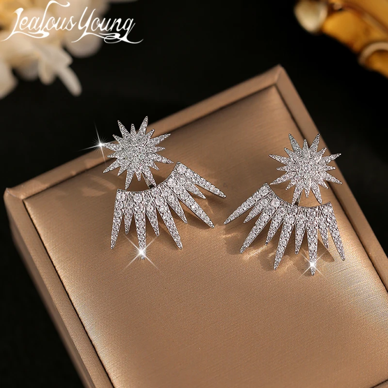 Shiny Star Snowflake Drop Earrings Fashion Luxury Marquise Punk Cluster Zirconia Jewelry Bridal Crystal Wedding Brincos