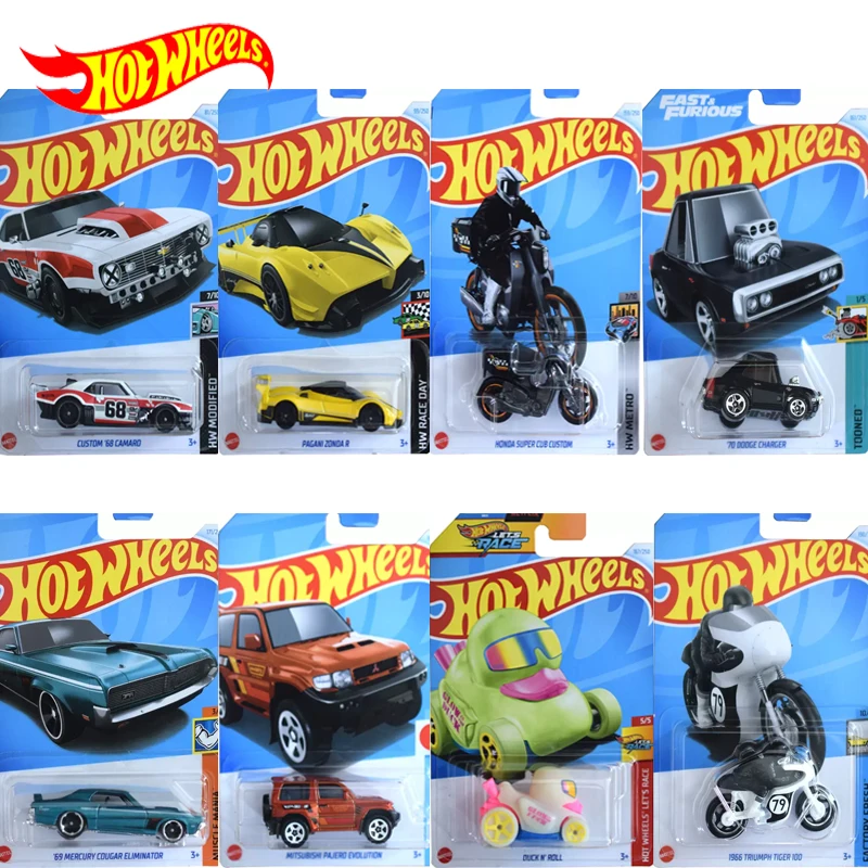 2024J Original Hot Wheels Car Let\'s Race Boy Toy 1/64 Diecast Fast & Furious Dodge Charger Pagani Honda Motorbike Mercedes Mazda