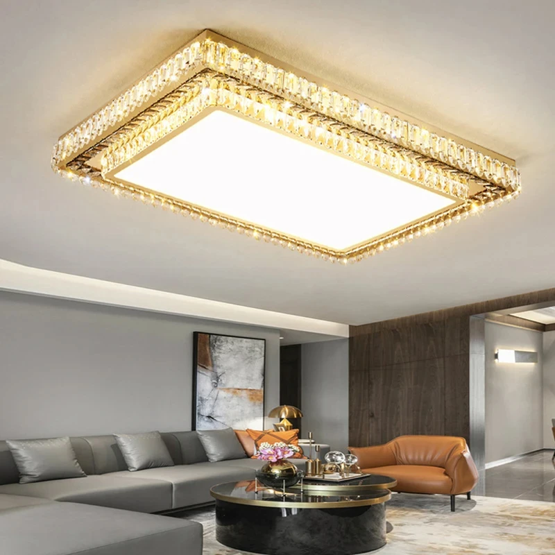 Modern Crystal Ceiling Light European  LED Light Fixtures Bedroom Living Room Light Fixtures Home Decoration Circular Square