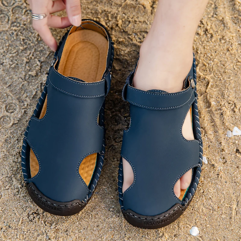 

Мужские летние сандалии-шлепанцы: легкие, удобные, нескользящие, дышащие, ручной работы, для пляжа и активного отдыха