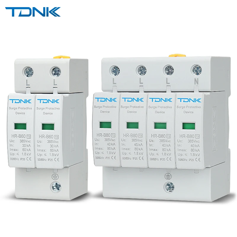 AC Lightning Protection Device SPD2P4P Home Low-Voltage Lightning Surge Protector 275V 385V 20KA 40KA 0KA 80KA 100KA