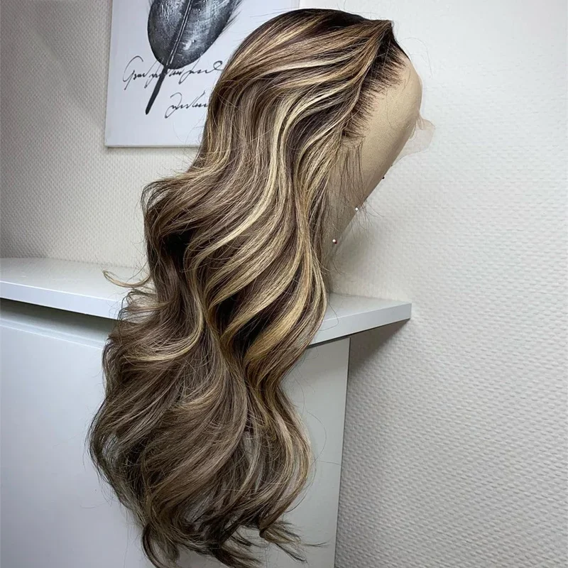 HairHighlight Blonde 28 Inch 5x5 Silk Base Wave Jewish Human With BabyHair HD Lace European Hair Preplucked Glueless Daily